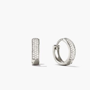 💎Mejuri Bold pavé Diamond Huggie Hoop Earrings 14k white gold